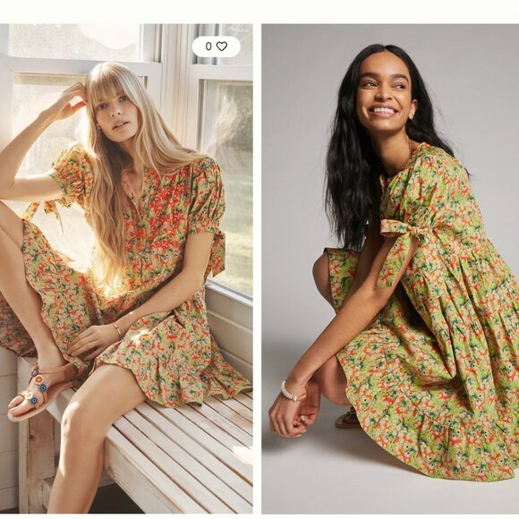 NWT Anthropologie Auretta Beaded Floral Mini Dress Size XS 100% Cotton HTF - Picture 1 of 16